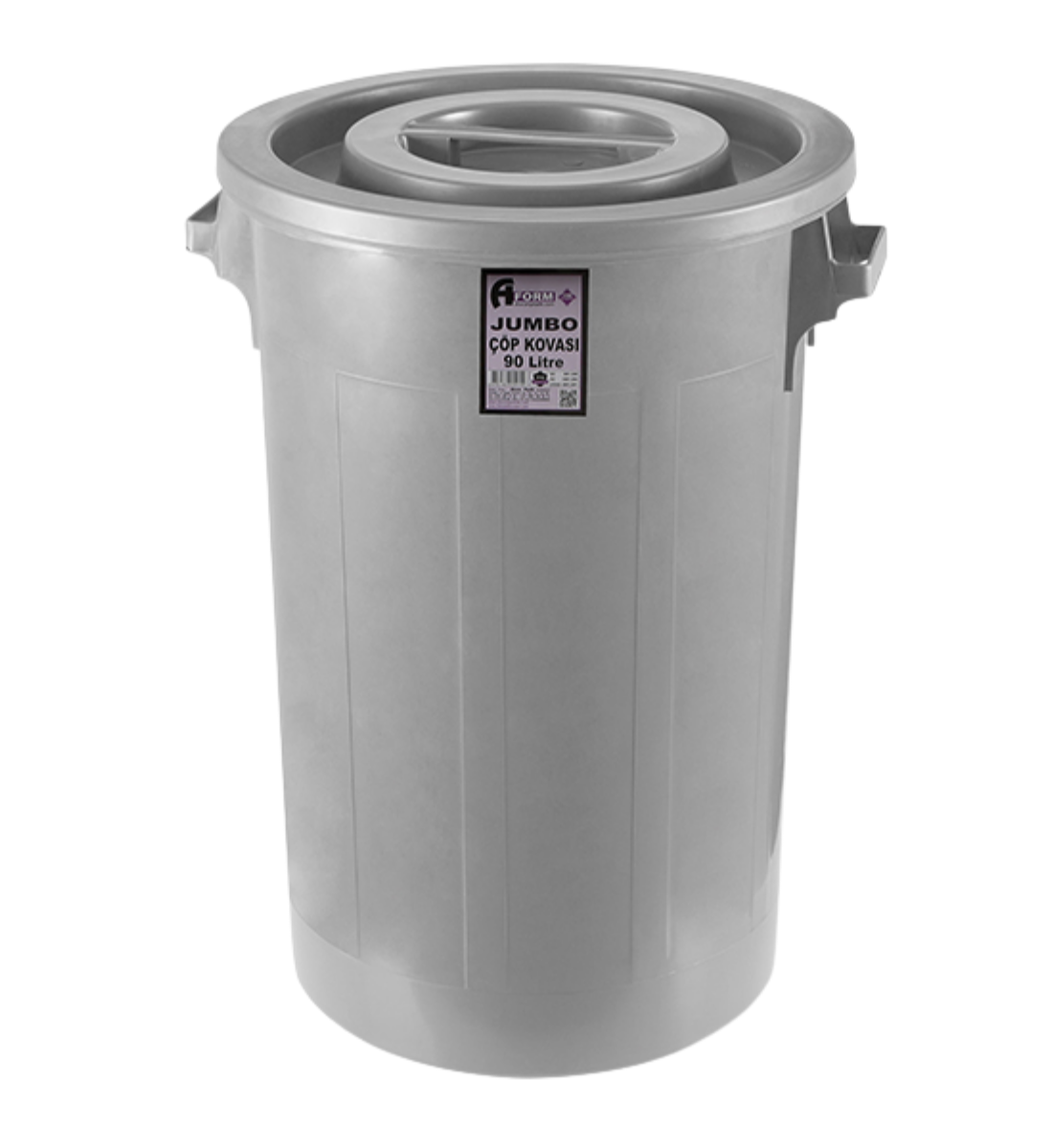 A Form 90 Litre Jumbo Sanayi Tipi Çöp Kovası Gri