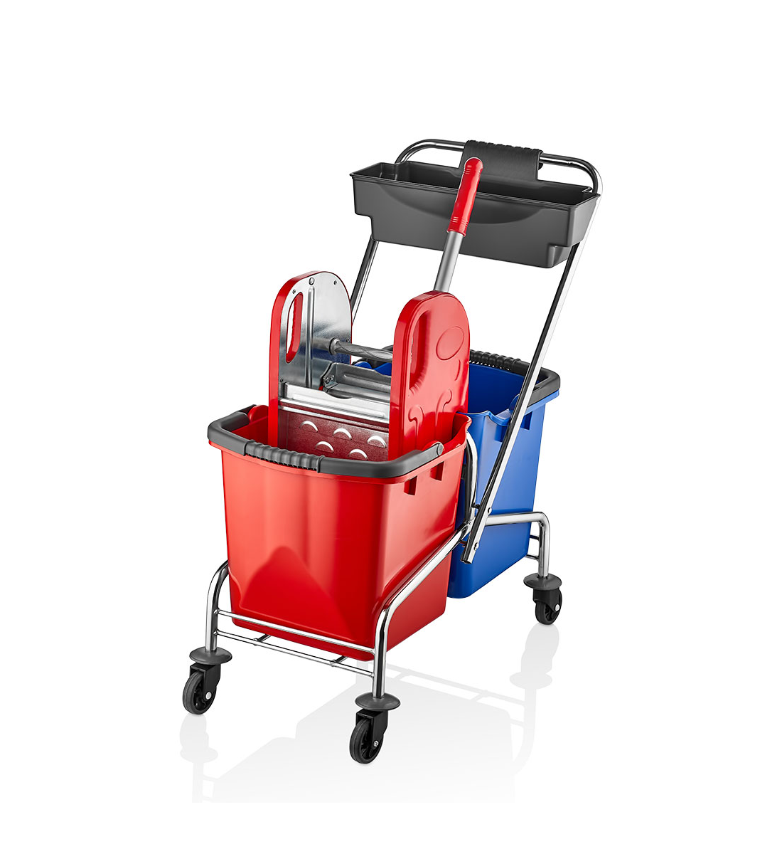 Krom Çift Kovalı Temizlik Seti (Çelik Presli)