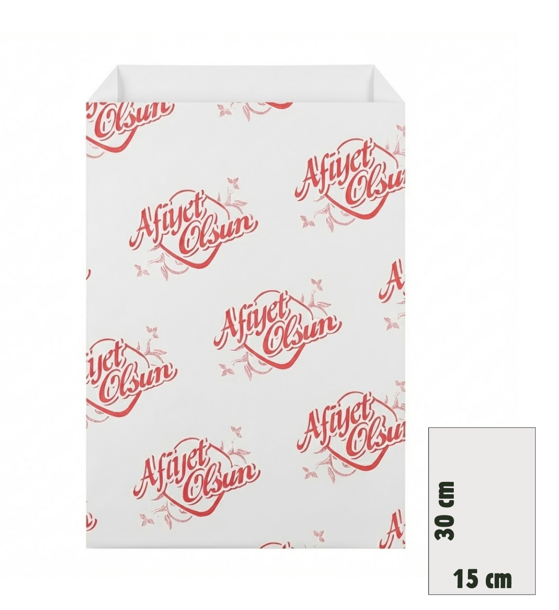 Afiyet Olsun Baskılı Kese Kağıdı 15x30 cm (1 Kg)