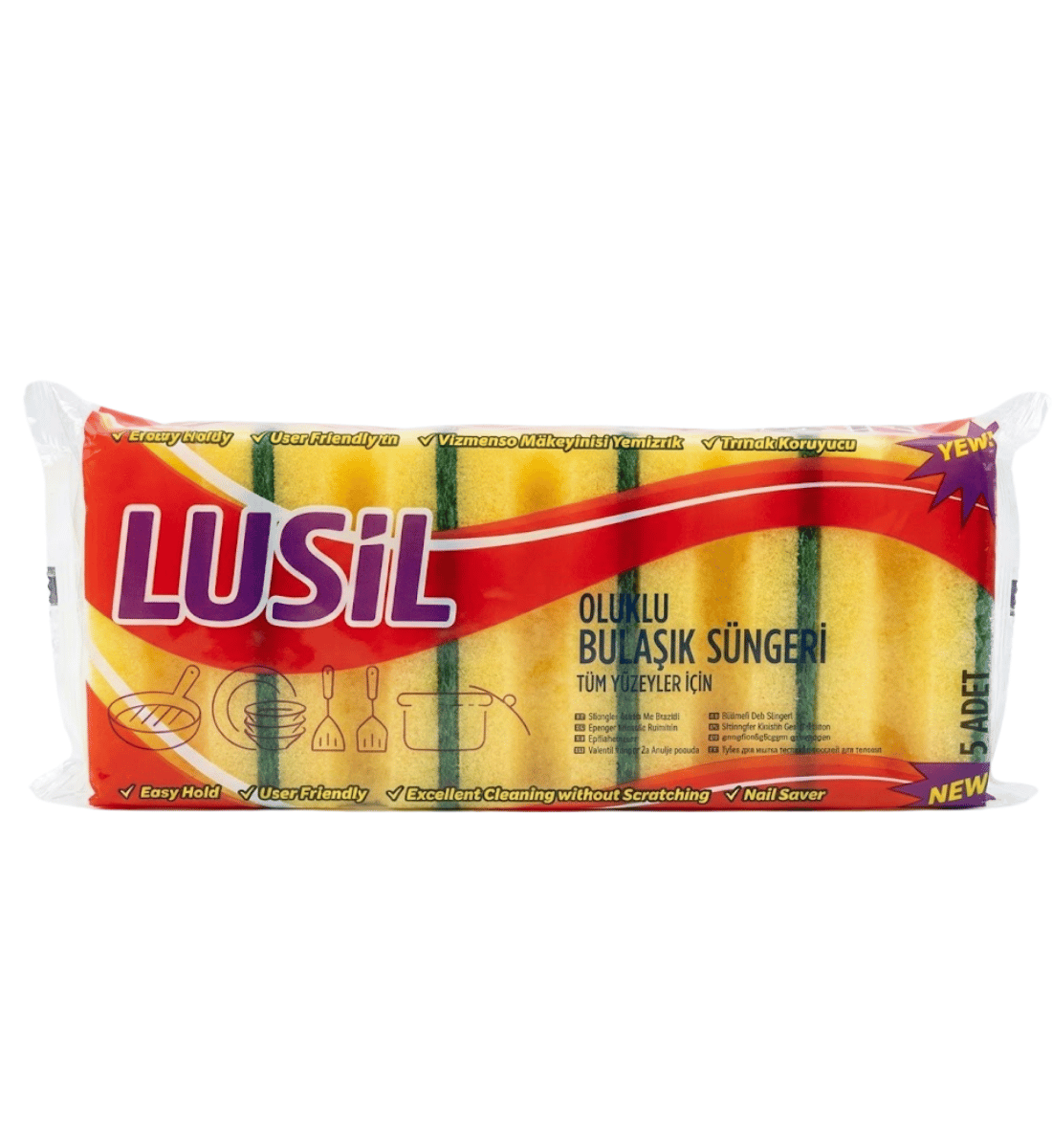 Lusil Bulaşık Süngeri Oluklu 5'li